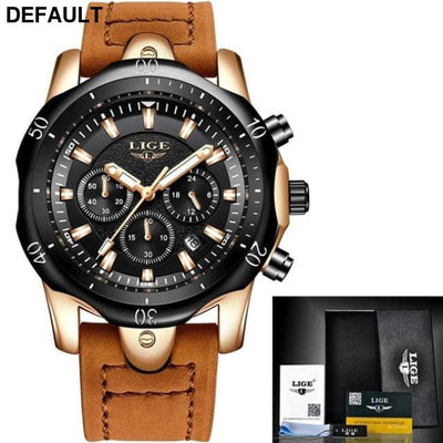 LIGE Blue Watch Rose gold black 1 Men Sport Watches