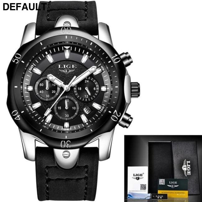 LIGE Blue Watch Silver black Men Sport Watches