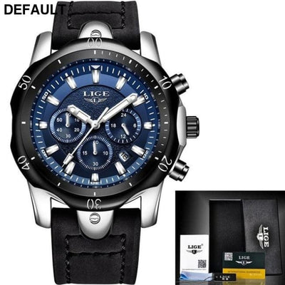 LIGE Blue Watch Silver blue Men Sport Watches