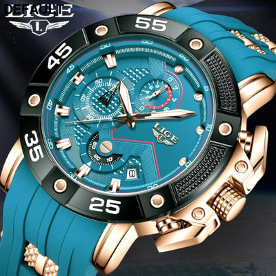LIGE Mens Watches Top Brand Luxury Big Dial Watch Men Silicone Military Sports Waterproof Quartz For Relogio Masculino