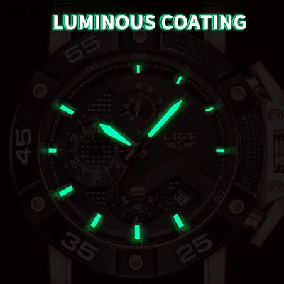 LIGE Mens Watches Top Brand Luxury Big Dial Watch Men Silicone Military Sports Waterproof Quartz For Relogio Masculino