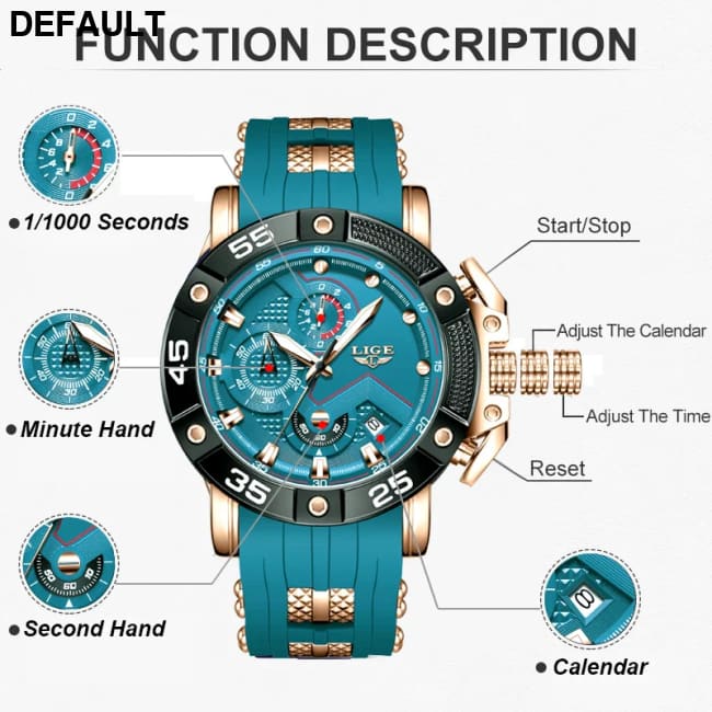 LIGE Mens Watches Top Brand Luxury Big Dial Watch Men Silicone Military Sports Waterproof Quartz For Relogio Masculino