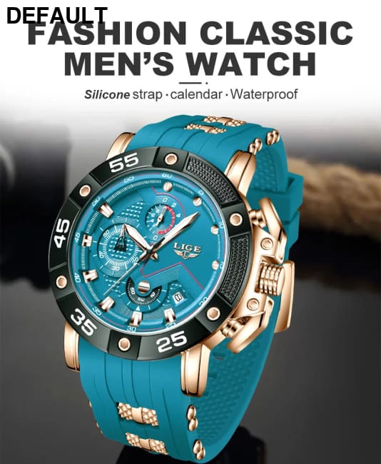 LIGE Mens Watches Top Brand Luxury Big Dial Watch Men Silicone Military Sports Waterproof Quartz For Relogio Masculino