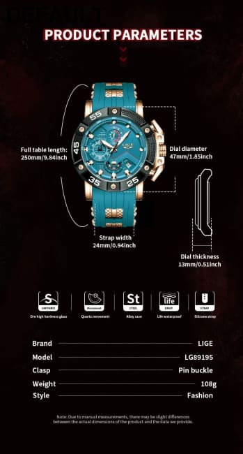 LIGE Mens Watches Top Brand Luxury Big Dial Watch Men Silicone Military Sports Waterproof Quartz For Relogio Masculino