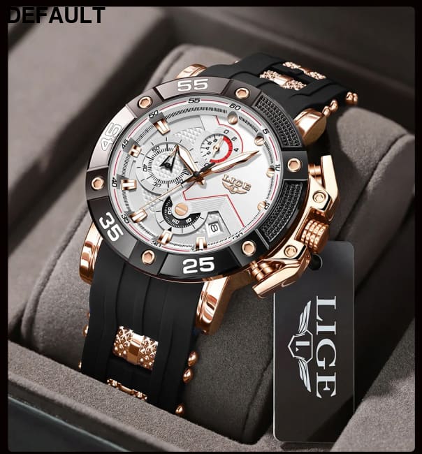 LIGE Mens Watches Top Brand Luxury Big Dial Watch Men Silicone Military Sports Waterproof Quartz For Relogio Masculino