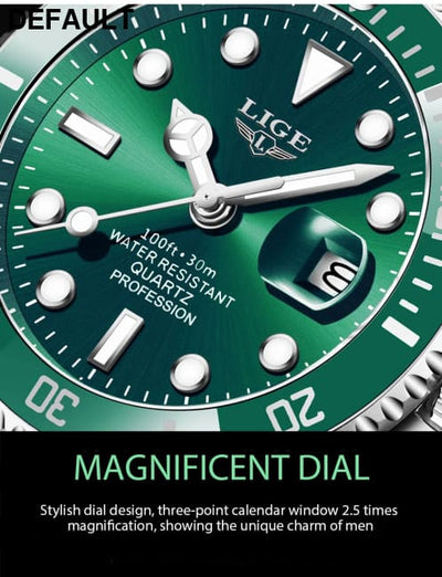 LIGE Top Brand Luxury Watches for Men Casual Sport Fashion Military Stainless Steel Wrist Auto Date Man Watch Clock