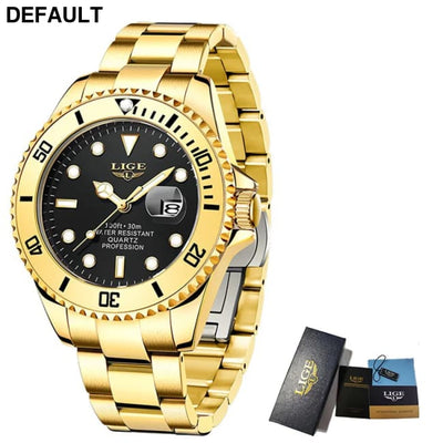 LIGE Top Brand Luxury Watches for Men Casual Sport Fashion Military Stainless Steel Wrist Auto Date Man Watch Clock