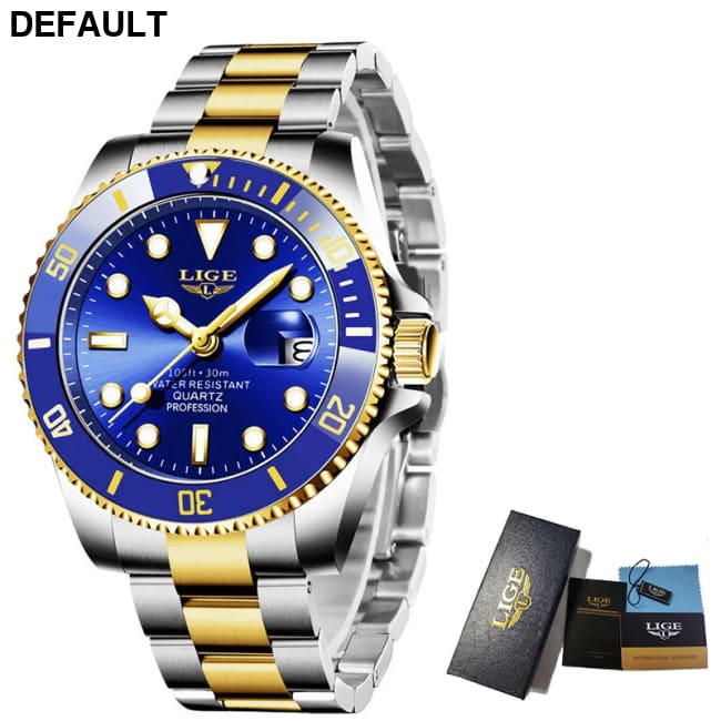 LIGE Top Brand Luxury Watches for Men Casual Sport Fashion Military Stainless Steel Wrist Auto Date Man Watch Clock