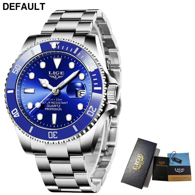 LIGE Top Brand Luxury Watches for Men Casual Sport Fashion Military Stainless Steel Wrist Auto Date Man Watch Clock