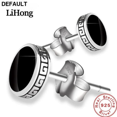 Lihong Personalized 925 Silver Earrings Men’S Single Street Punk Hip-Hop Jewelry Men