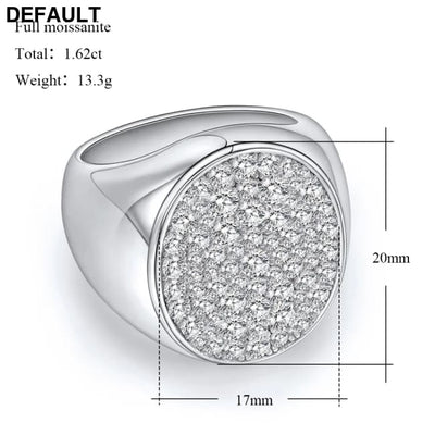 LinkerLove Sparkling Full Moissanite Ring Hip Hop for Men Gold Plated 925 Sterling Silver Diamond Party Luxury Jewelry