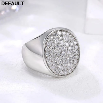 LinkerLove Sparkling Full Moissanite Ring Hip Hop for Men Gold Plated 925 Sterling Silver Diamond Party Luxury Jewelry
