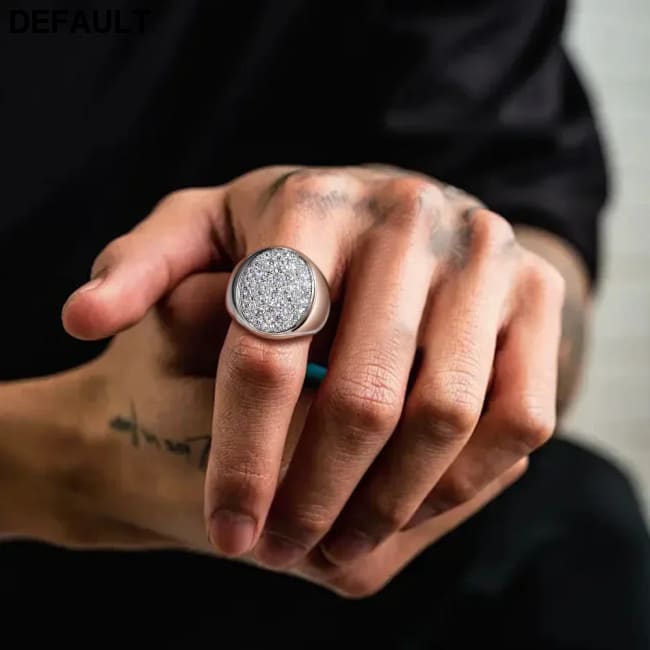 LinkerLove Sparkling Full Moissanite Ring Hip Hop for Men Gold Plated 925 Sterling Silver Diamond Party Luxury Jewelry