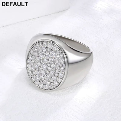 LinkerLove Sparkling Full Moissanite Ring Hip Hop for Men Gold Plated 925 Sterling Silver Diamond Party Luxury Jewelry