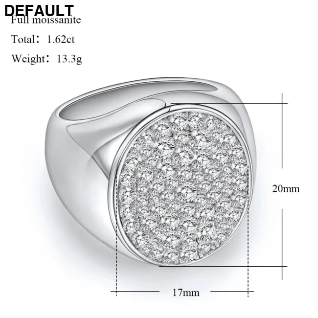LinkerLove Sparkling Full Moissanite Ring Hip Hop for Men Gold Plated 925 Sterling Silver Diamond Party Luxury Jewelry