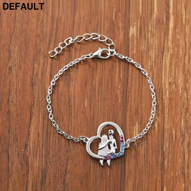 Love-themed Couples Embrace Bracelet Silver Sterling Bracelets