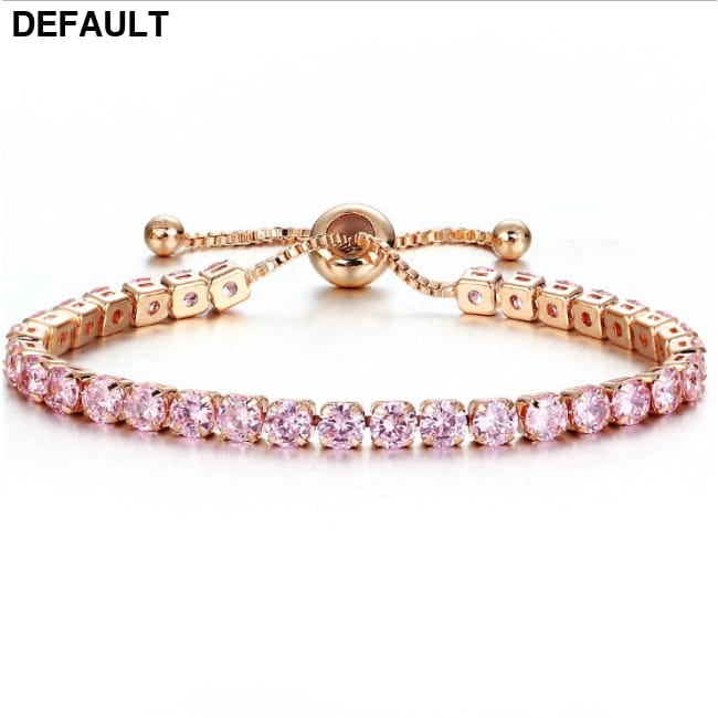 Luxury 4mm Cubic Zirconia Tennis Bracelets Iced Out Chain Gpink Sterling Silver