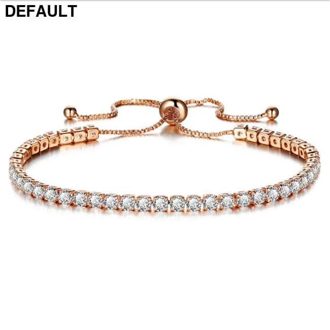 Luxury 4mm Cubic Zirconia Tennis Bracelets Iced Out Chain Rosegold Sterling Silver