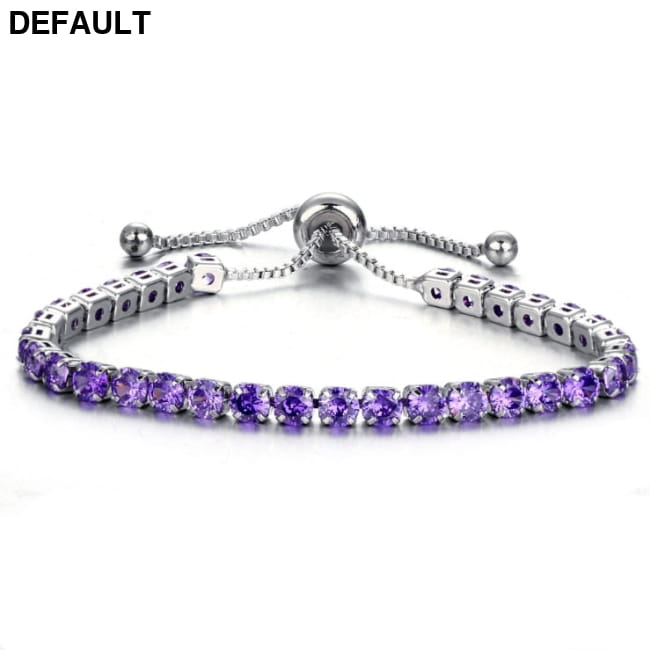 Luxury 4mm Cubic Zirconia Tennis Bracelets Iced Out Chain Spurple Sterling Silver