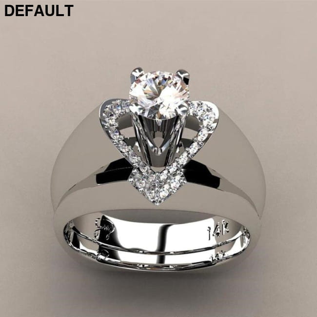 Luxury AAA White Zircon Heart Wedding Double Ring Set for Women 5 / 01 Sterling Silver Rings