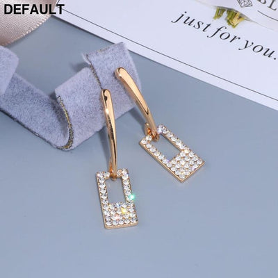 Luxury Classic Gold Color Long Crystal Earring Brincos Simple Geometric Square Drop Earrings Sterling Silver