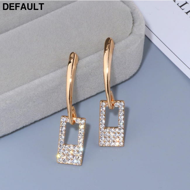 Luxury Classic Gold Color Long Crystal Earring Brincos Sterling Silver Earrings