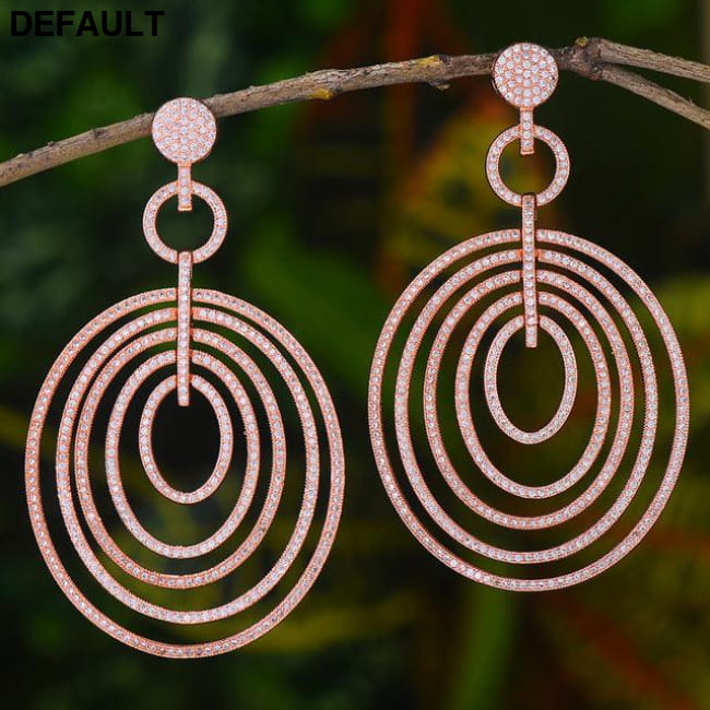 Luxury Long Dangle Earrings for Women Wedding Cubic Zirconia Rose Gold Sterling Silver
