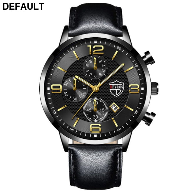 Luxury Mens Watches Stainless Steel Quartz Male Wristwatch Leather Black Gold / China Men Sport