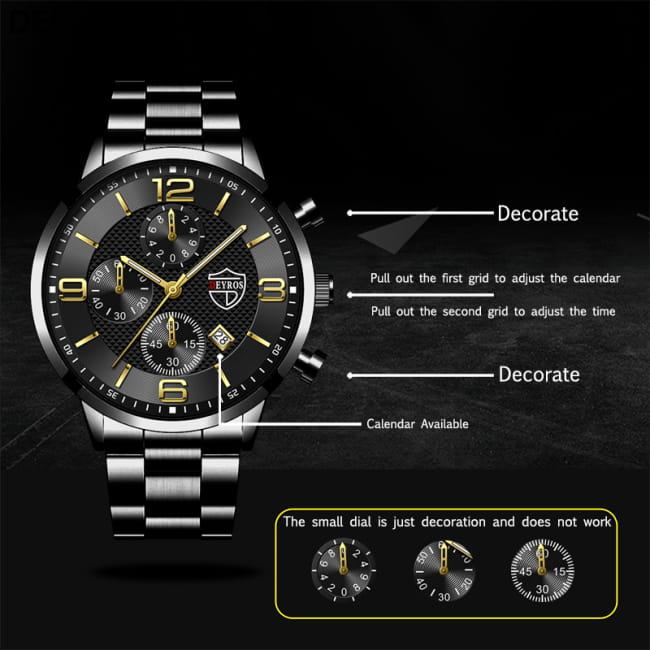 Luxury Mens Watches Stainless Steel Quartz Male Wristwatch Men Sport