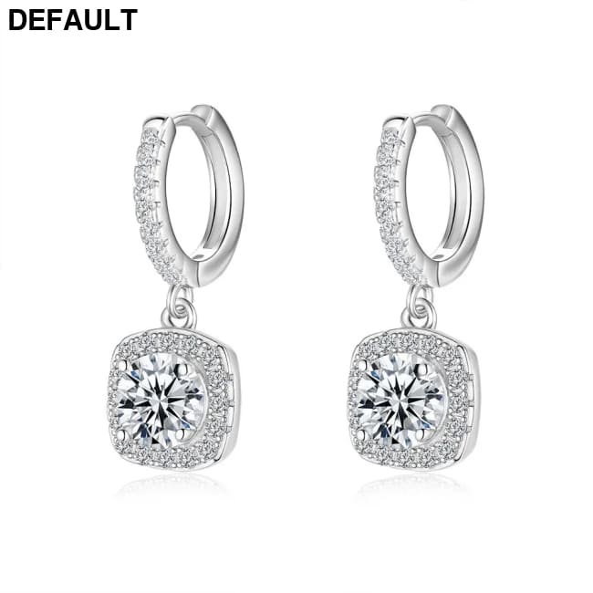 Luxury Solid Platinum PT950 Women’s moissanite diamond earrings luxury square WHITE Sterling Silver Earrings