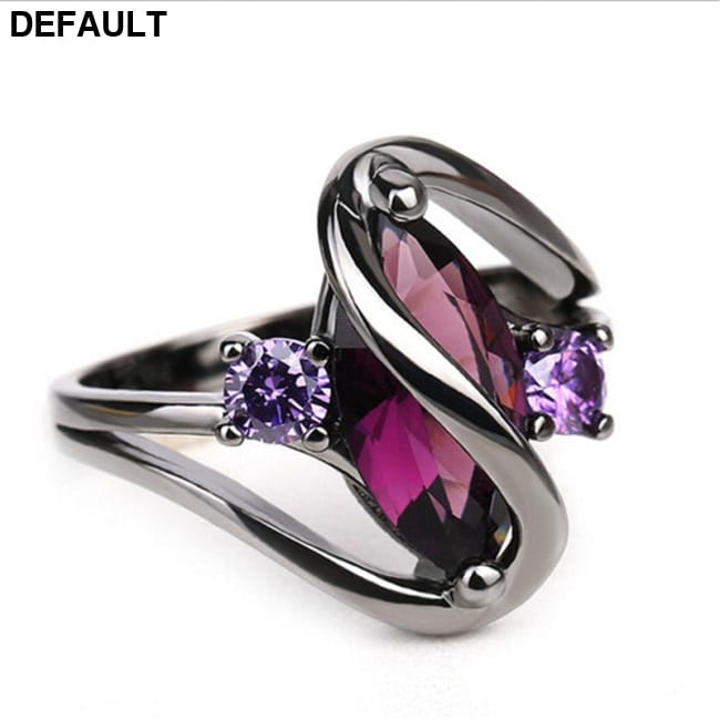 Luxury Vintage Purple Zircon Crystal Colorful Rings 5 Sterling Silver