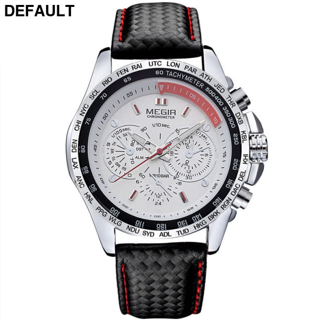 MEGIR Hot Sale Wholesale Waterproof Watch for men Black belt steel shell, white surface / CN Sport Watches
