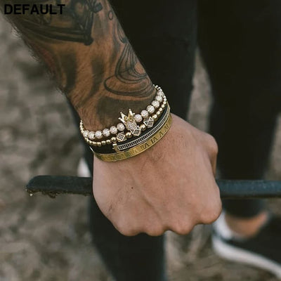 Men Bracelet jewelry 4pcs/set crown charms Macrame beads Bracelets Braiding Man Luxury Jewelry for women bracelet gift