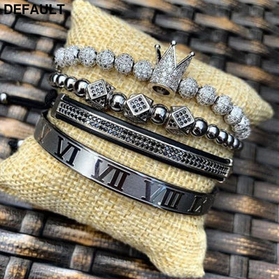 Men Bracelet jewelry 4pcs/set crown charms Macrame beads Bracelets Braiding Man Luxury Jewelry for women bracelet gift