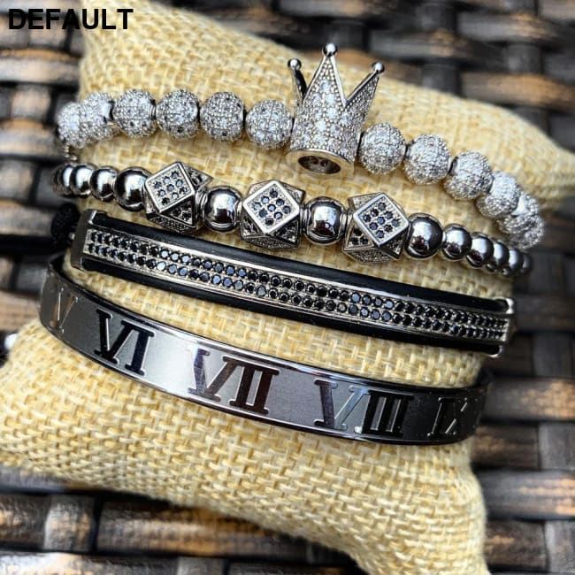 Men Bracelet jewelry 4pcs/set crown charms Macrame beads Bracelets Braiding Man Luxury Jewelry for women bracelet gift