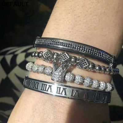 Men Bracelet jewelry 4pcs/set crown charms Macrame beads Bracelets Braiding Man Luxury Jewelry for women bracelet gift