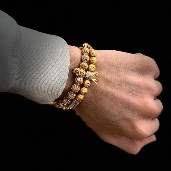 Men Bracelet jewelry Crown Charm Studded Zircon Macrame Bracelets Best Selling Products