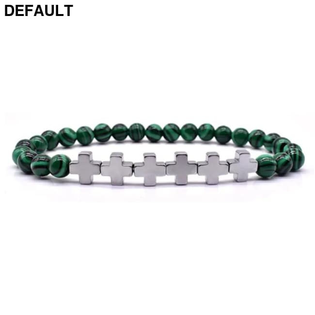 Men Bracelet Natural Black Hematite Beaded Handmade Women Cross Stone Diffuser Bracelets Jewelry Gifts hematite