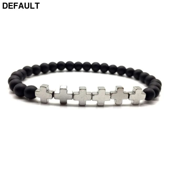 Men Bracelet Natural Black Hematite Beaded Handmade Women Cross Stone Diffuser Bracelets Jewelry Gifts hematite