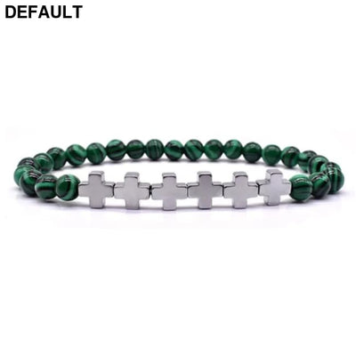 Men Bracelet Natural Black Hematite Beaded Handmade Women Cross Stone Diffuser Bracelets Jewelry Gifts hematite