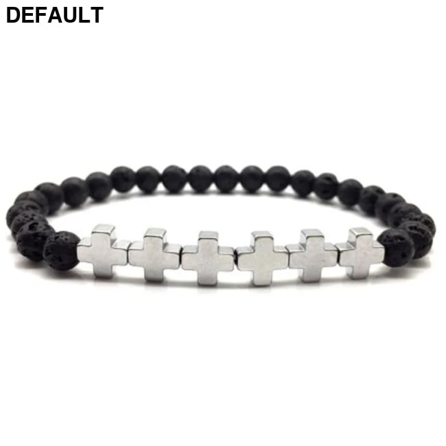 Men Bracelet Natural Black Hematite Beaded Handmade Women Cross Stone Diffuser Bracelets Jewelry Gifts hematite