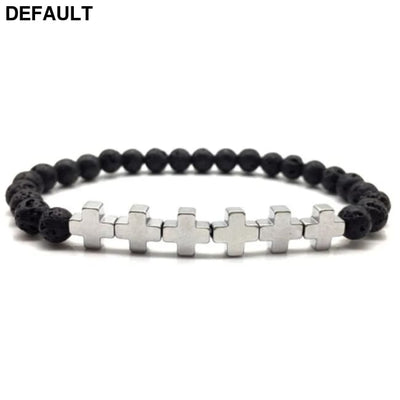 Men Bracelet Natural Black Hematite Beaded Handmade Women Cross Stone Diffuser Bracelets Jewelry Gifts hematite