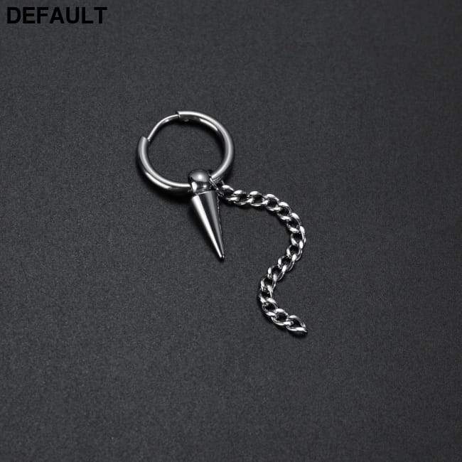 Men Retro Black Long Tassel Chain Punk Earrings Hiphop