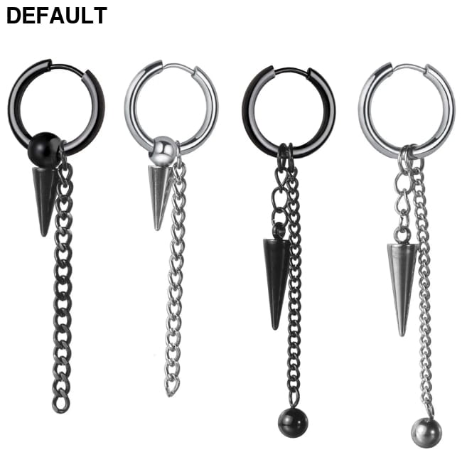 Men Retro Black Long Tassel Chain Punk Earrings Hiphop