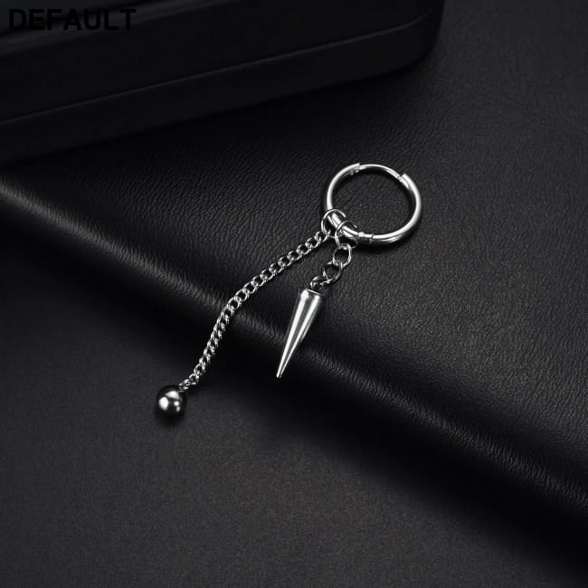 Men Retro Black Long Tassel Chain Punk Earrings Hiphop