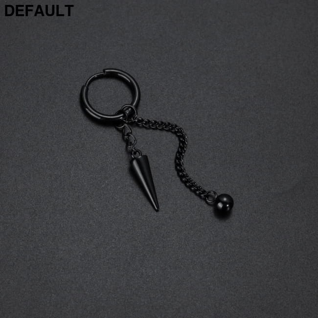 Men Retro Black Long Tassel Chain Punk Earrings Hiphop