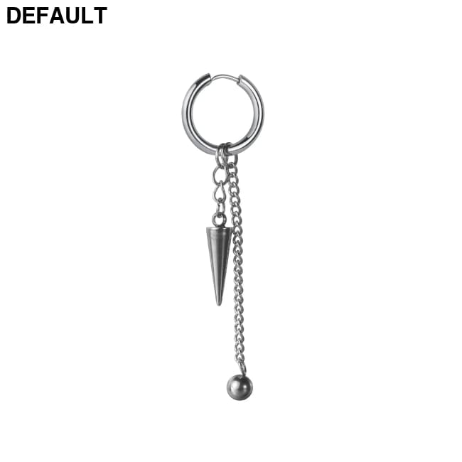 Men Retro Black Long Tassel Chain Punk Earrings Hiphop Spike Rivet Ear Studs For Women Gothic Party Jewelry