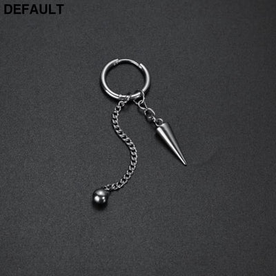 Men Retro Black Long Tassel Chain Punk Earrings Hiphop Spike Rivet Ear Studs For Women Gothic Party Jewelry