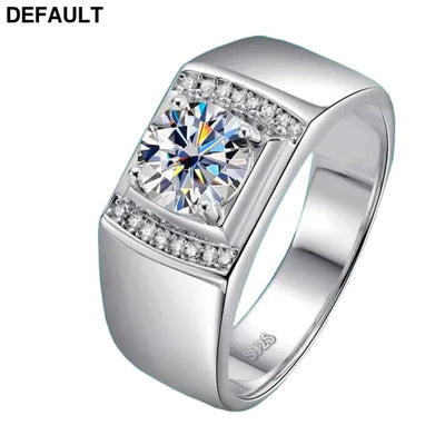 Men Ring 100% Genuine 1ct Shining Moissanite with Certificate Passed Diamond Test S925 Silver Jewelry Wedding Gift 11