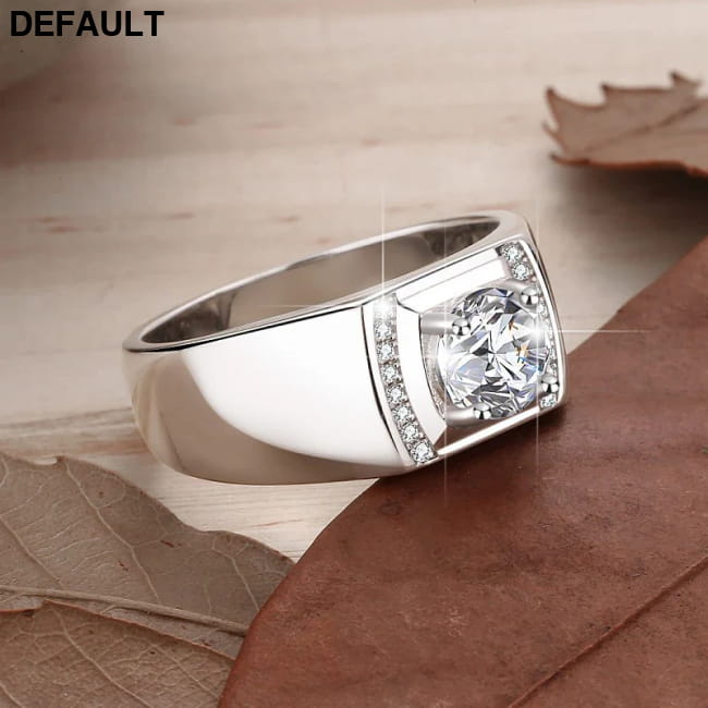 Men Ring 100% Genuine 1ct Shining Moissanite Rings Sterling Silver